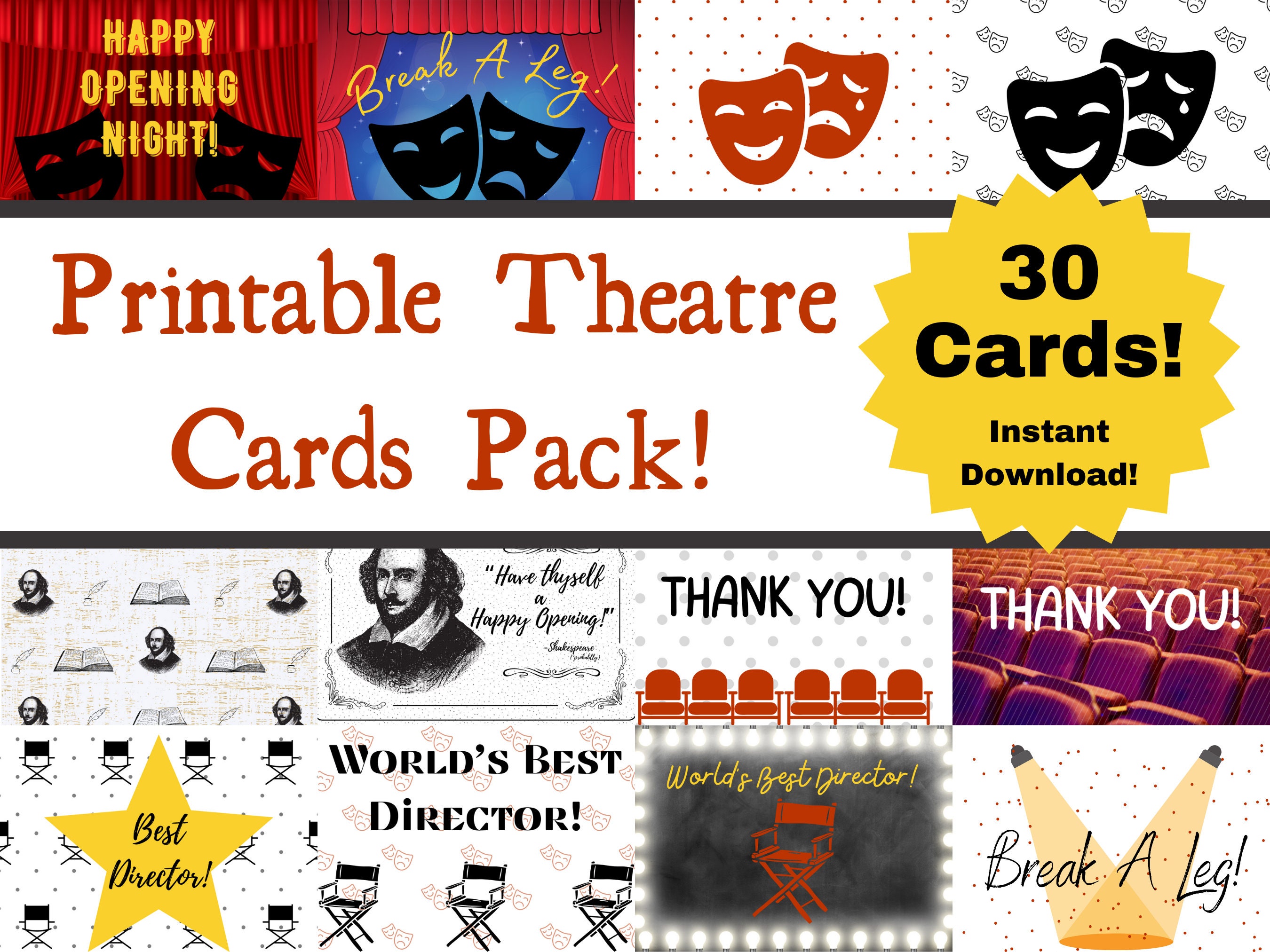 Theatre Cards Pack! Digital Download!