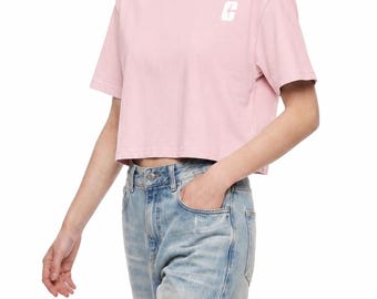 University of North Carolina Charlotte Crop Tee | Vintage Collegiate Lounge Top Pink