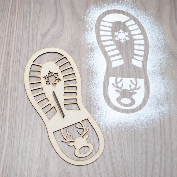 Laser Cut DIGITAL FILE Only - Christmas Santa Boots Footprint File, Laser Cut SVG Files - Reindeer Santa Claus Footprint Template File