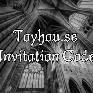 Puede incluir: Imagen en blanco y negro del interior de una catedral gótica con el texto "Toyhou.se Invitation Code" en una fuente blanca estilizada.