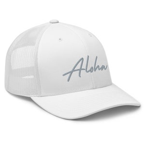 Mesh Back Trucker Cap with &#39;Aloha&#39; Embroidery | Spread Aloha Message | Island-Inspired Style