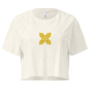 Hawaiian Breadfruit Quilt Embroidered Crop Top