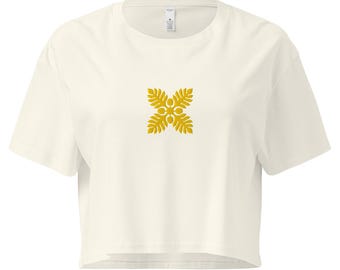 Hawaiian Breadfruit Quilt Embroidered Crop Top