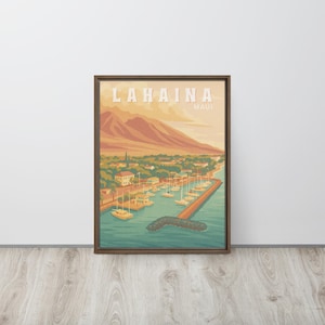 Lahaina Maui Retro Art Framed Canvas