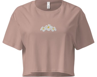 Hawaii Plumeria Embroidered Crop Top