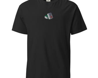 Lucky Number Six Mahjong Embroidered T-Shirt: 100% Cotton, Relaxed Fit