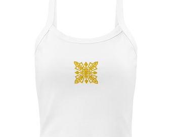 Hawaiian Gold Quilt Embroidered Rib Tank Top