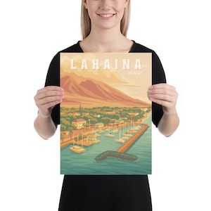 Lahaina Maui Retro Art Poster