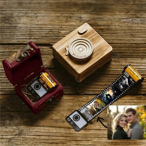 Personalized Film Roll Keychain with Box, Custom Camera Roll Keychain, Anniversary Photo Gift for Boyfriend, Romantic Gift for Him