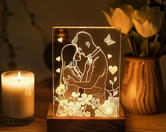 Custom Photo Lamp, Custom Night Light, Perfect Wedding and Anniversary Gift, Unique Photo Memorabilia