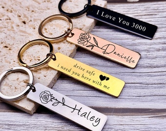 Personalized Keychain | Custom Engraved Key Chain Personalized Gifts for Him | Best Friend Gifts For Dad Birthday Gift Boyfriend Gift