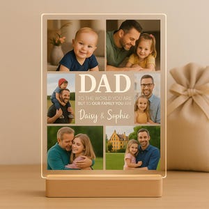 Custom Photo LED Night Light Plaque – Personalized Picture Frame Gift for Dad, Grandpa or Him – Keepsake Lamp for Birthday or Anniversary