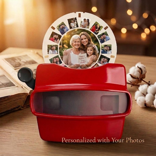 Visor personalizado com bobinas de fotos, presente de aniversário personalizado para ele ou para ela, lembrança fotográfica, visor personalizado, presente para o Dia das Mães