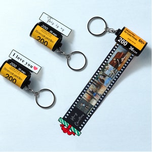 Custom Camera Roll Keychain with Photos - Personalized Memory Film Gift for Anniversary, Birthday, Wedding, Valentine Gifts, Long Distance