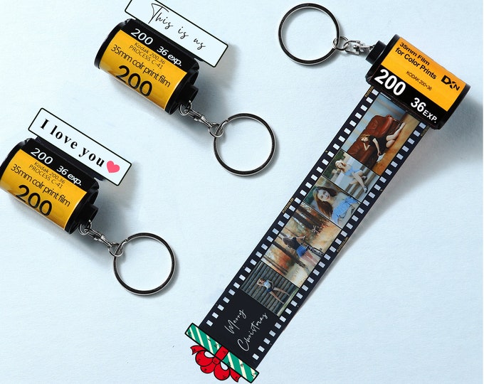 Custom Camera Roll Keychain with Photos - Personalized Memory Film Gift for Anniversary, Birthday, Wedding, Christmas Gifts, Long Distance