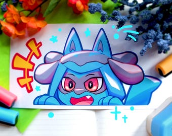 Vinylstickers Riolu Poncho Peeker