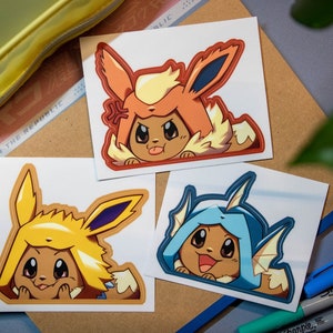 Pegatina de vinilo de Poncho Peeker de Eeveelution de primera generación