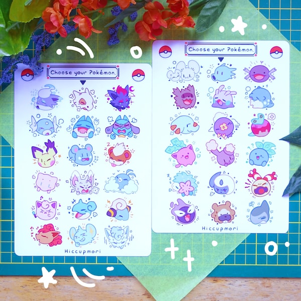Hoja de calcomanías de amigos y artículos de Poke para computadoras portátiles, teléfonos, tabletas, botellas de agua, PC, Switch, muebles y artículos de papelería.