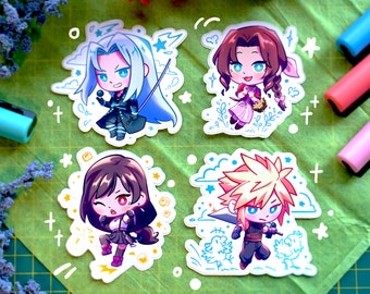Final Fantasy 7 Waterproof stickers w/ Sephiroth, Aerith, Tifa, and Cloud