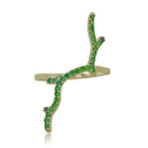 14k Yellow Gold Chrome Diopside Ring, Gemstone Ring, Engagement Gift, Wedding Gift, Chrome Diopside Jewelry, 14k Gold Ring,Black Friday Sale