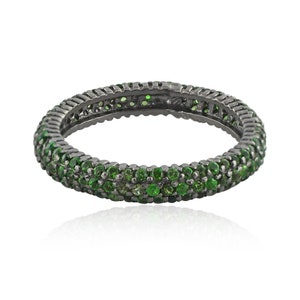 Chrome Diopside Eternity Band, 925 Sterling Silver Eternity Ring, Green Gemstone Ring, Chrome Diopside Ring, Birthday Gift, Valentine&#39;s Gift
