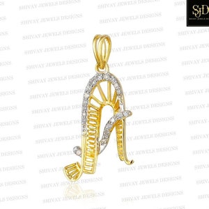 Solid 14K Gold Initial A Charm Pendant, Pave Diamond Letter Pendant, Handmade Pendant, Personalized Pendant, Designer Jewelry, Initial Gifts