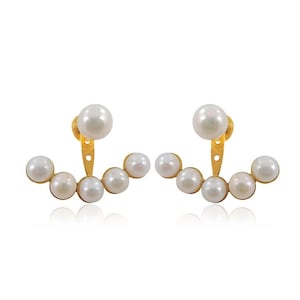 14K Solid Gold Pearl Stud Earrings, Solid Gold Fresh Water Pearl Earrings, Handmade Earrings, Gift For Mom, Women Jewelry, Mother&#39;s Day Gift