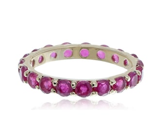 Ruby Eternity Band Ring: 14k Yellow Gold, Wedding Stacking Ring