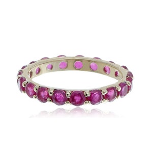 Ruby Gemstone Eternity Band Ring, 14k Yellow Gold Ring, Wedding Band, Engagement Ring, Stacking Ring, 14k Gold Ring, Perfect Gift For Women