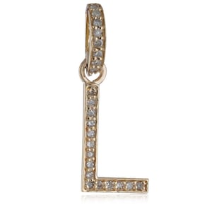 Pingente com inicial L em diamante pavê, pingente com letra L em ouro maciço 14K, pingente minimalista, joia personalizada, pingente com alfabeto, joia com inicial