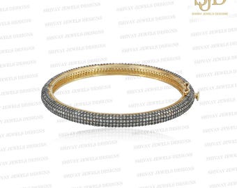 Pave Diamond Bangle Bracelet : Gold Vermeil, Handmade Jewelry, Anniversary Gifts