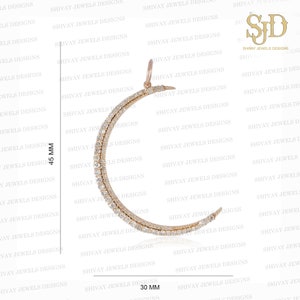 14K Yellow Gold Diamond Crescent Moon Pendant Necklace: Fine Jewelry