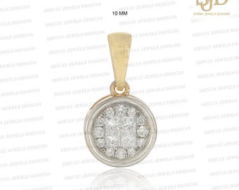 14K Gold Diamond Round Charm: Dainty Pendant, Fine Diamond Jewelry, Gifts For Her