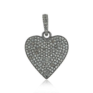 Pave Diamond Heart Pendant Necklace, 925 Silver Heart Pendant, Real Diamond Heart Pendant, Gift For Her, Valentine Gifts, Love Heart Jewelry