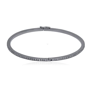 Pave Diamant Single Line Armreif Armband, 925 Sterling Silber Stapel Armreif, Silber Diamant zu öffnender Armreif, Damen Schmuck, klassisches Geschenk