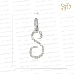 Dije de oro blanco de 14 quilates con inicial S, colgante con diamante pavé, regalo unisex, regalo de cumpleaños, iniciales pequeñas, joyería personalizada.