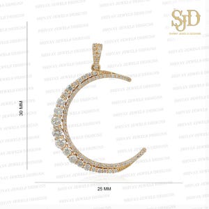 14K Gold Diamond Crescent Moon Pendant: Fine Jewelry Gift