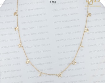 14K Solid Gold Name Necklace: Personalized Initial Necklace, Mother's Day Gift