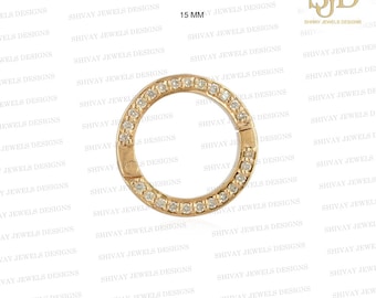 Conector de cierre de oro de 14 quilates con diamantes, diseño minimalista para la fabricación de joyas, 15 mm.