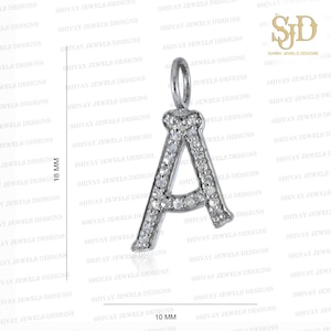 Pave Diamond Initial A Pendant, 925 Sterling Silver Charm Pendant, Customized Pendant, Personalized Initial Pendant, A to Z Alphabet Pendant