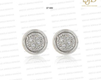 14K Gold Diamant Runde Ohrstecker: Klassische Minimalist Ohrstecker