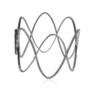 Pave Diamant Armreif, 925 Sterling Silber Armband, Silber Diamant Armreif, handgemachter Designer Armreif, Geburtstagsgeschenk, Geschenk für sie