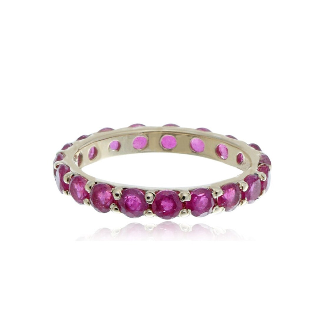 Ruby Eternity Band Ring: 14k Yellow Gold, Wedding Stacking Ring - Etsy