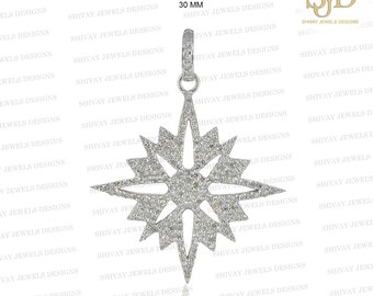 Pave Diamond North Star Pendant Necklace: Sterling Silver Celestial Jewelry