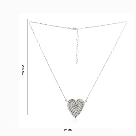 Collana Con Pietra Portafortuna A Cuore | Argento 925 Placcato Oro Bianco 18k | Regalo Donna Compleanno | AM ANNIS MUNN