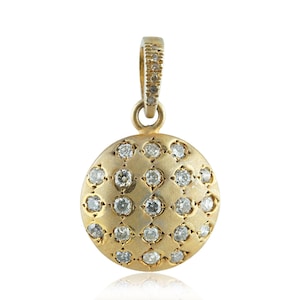 Pave Diamond Round Dainty Pendant, Gold Vermeil Silver Pendant, Silver Dainty Pendant, Handmade Jewelry, Charm Pendant, Minimalist Jewelry