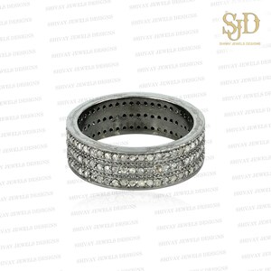 Sterling Silver Natural Diamond Eternity Band Ring - US 7