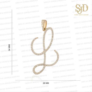 14K Gold Diamond L Initial Pendant, Pave Diamond Letter Pendant, Gold Diamond L Alphabet Pendant, Custom Initial Jewelry, Gifts For Birthday