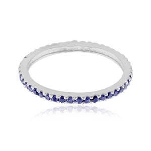 Blue Sapphire Eternity Band Ring, 925 Sterling Silver Eternity Ring, Blue Sapphire Ring, Stacking Ring, Anniversary Gift, Women Gift Jewelry