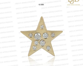 14K Gold Star Charm Pendant: Moissanite Celestial Jewelry